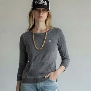 True religion acid washgray pullover top Kangaroo pocket 
loungewear streetwear